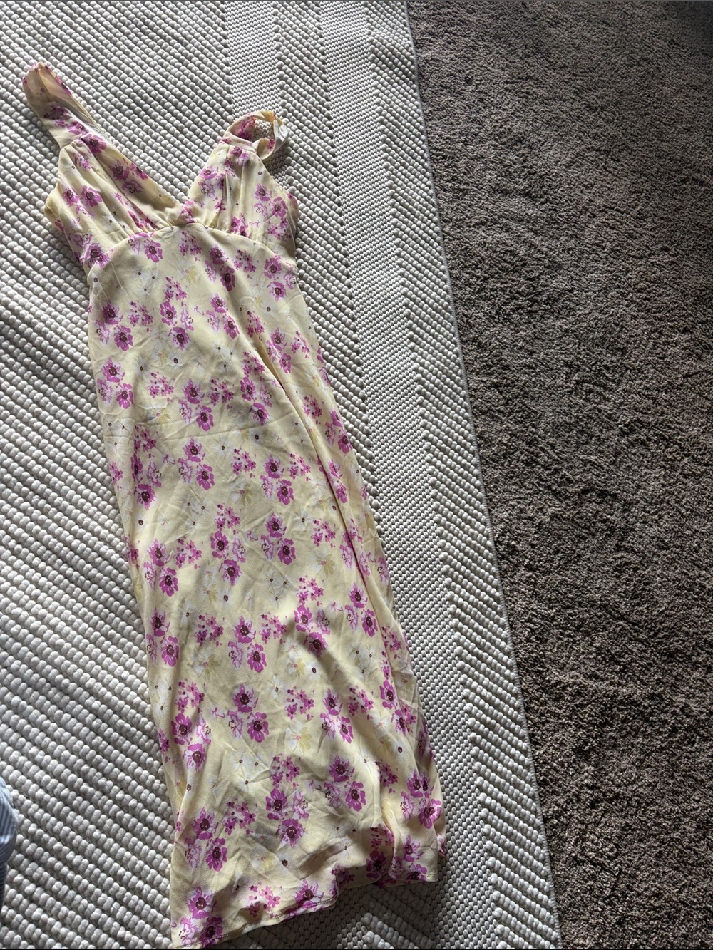 Princess Polly Yellow Floral Midi Dress with Pink Flowers